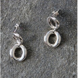 A pair of Studded Double Sterling Silver Hoops
